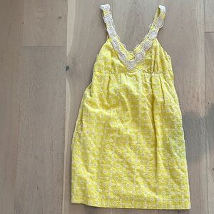 Tibi Yellow Lace-Trimmed Dress
